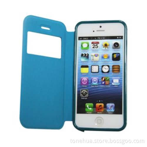 Leather Cases for iPhone 5 with Window Opened Special Design, Adopt PC Material